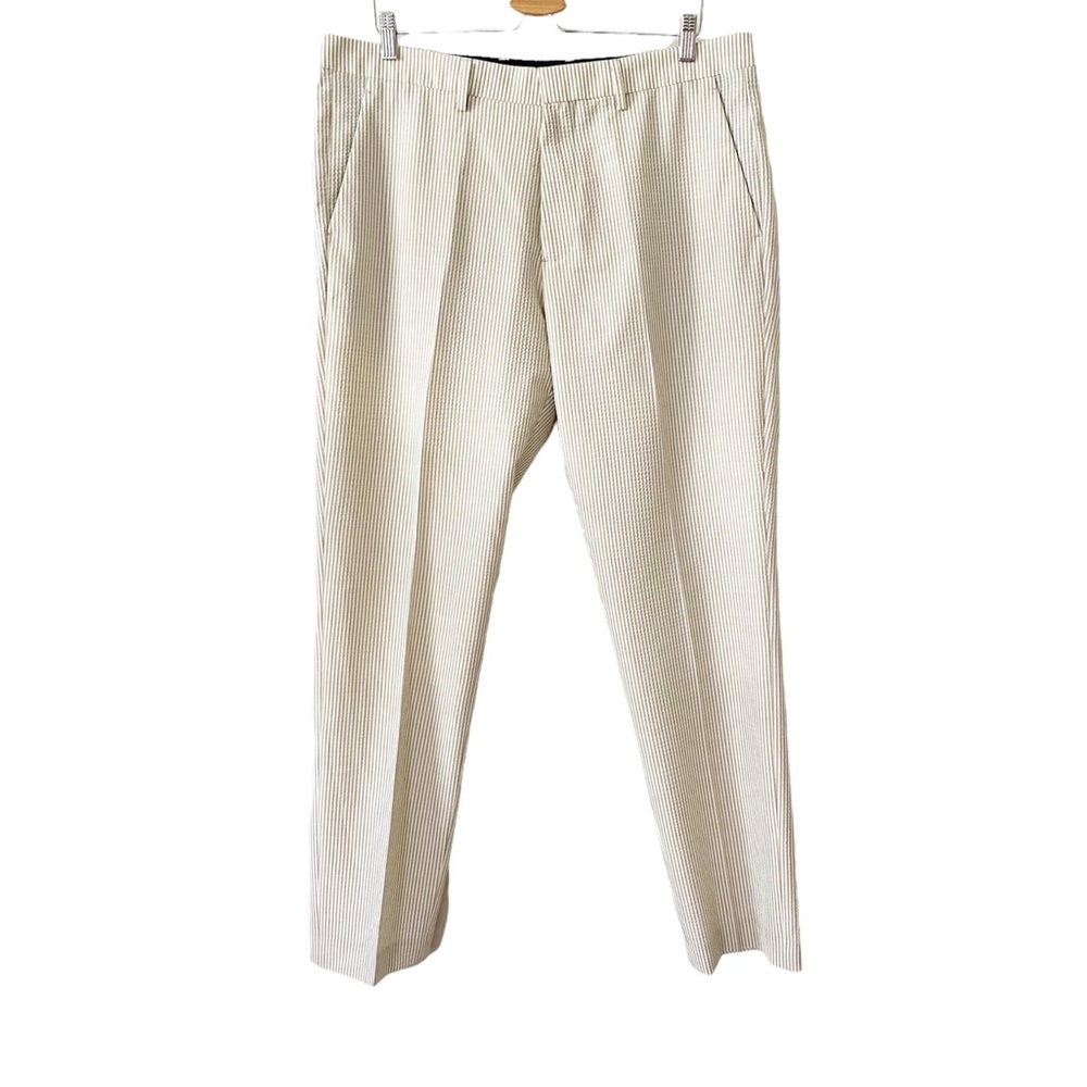 NEW BONOBOS Italian Stretch Khaki Seersucker Suit Pants